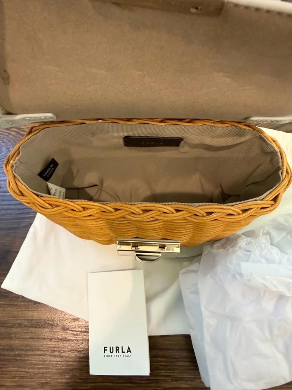 Furla Straw Woven Crossbody Bag NWT - spring purse - Picture 6 of 10